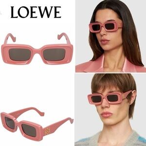 LOEWE Pink Anagram Acetate Chunky Rectangle Sunglasses LW40101I 4672E 378$